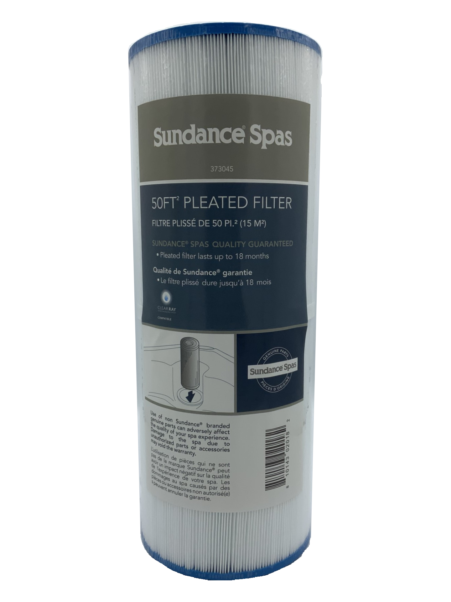 Jacuzzi and Sundance 50 Sq/Ft Filter 373045; Height: 13.25" | Diameter: 4.875" | Hole: 2.125" | 50 ft2