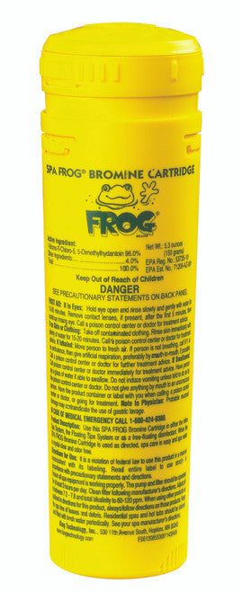 FROG Serene keeps your hot tub clean while eliminating the work and the guesswork. Instead of spooning in bromine daily, you simply replace a pre-filled cartridge about once a month. FROG Serene works by killing bacteria in two ways with sanitizing minerals and a very low level of bromine.